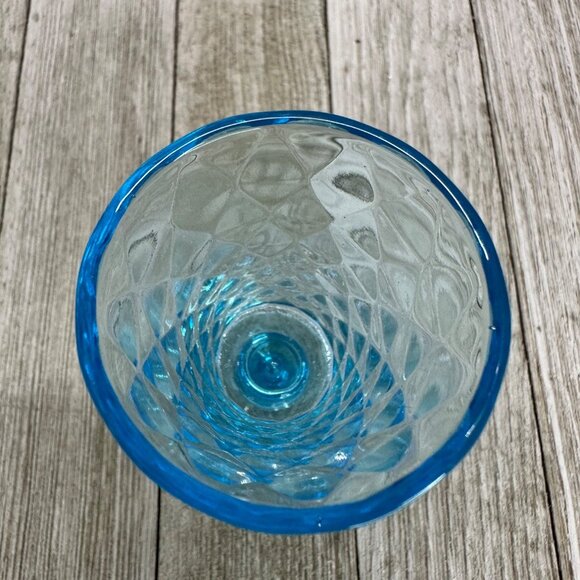 Vtg EAPG Bryce Brothers Style Shot Glass Diamond Quilted Aqua Blue Glass 4" Tall - Picture 4 of 11